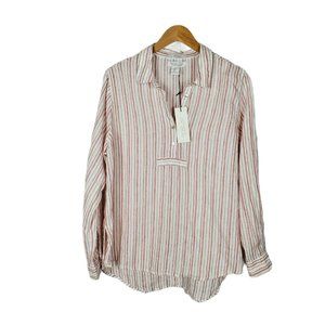 Rachel Zoe Pink White Striped 100% Linen Tunic Top
